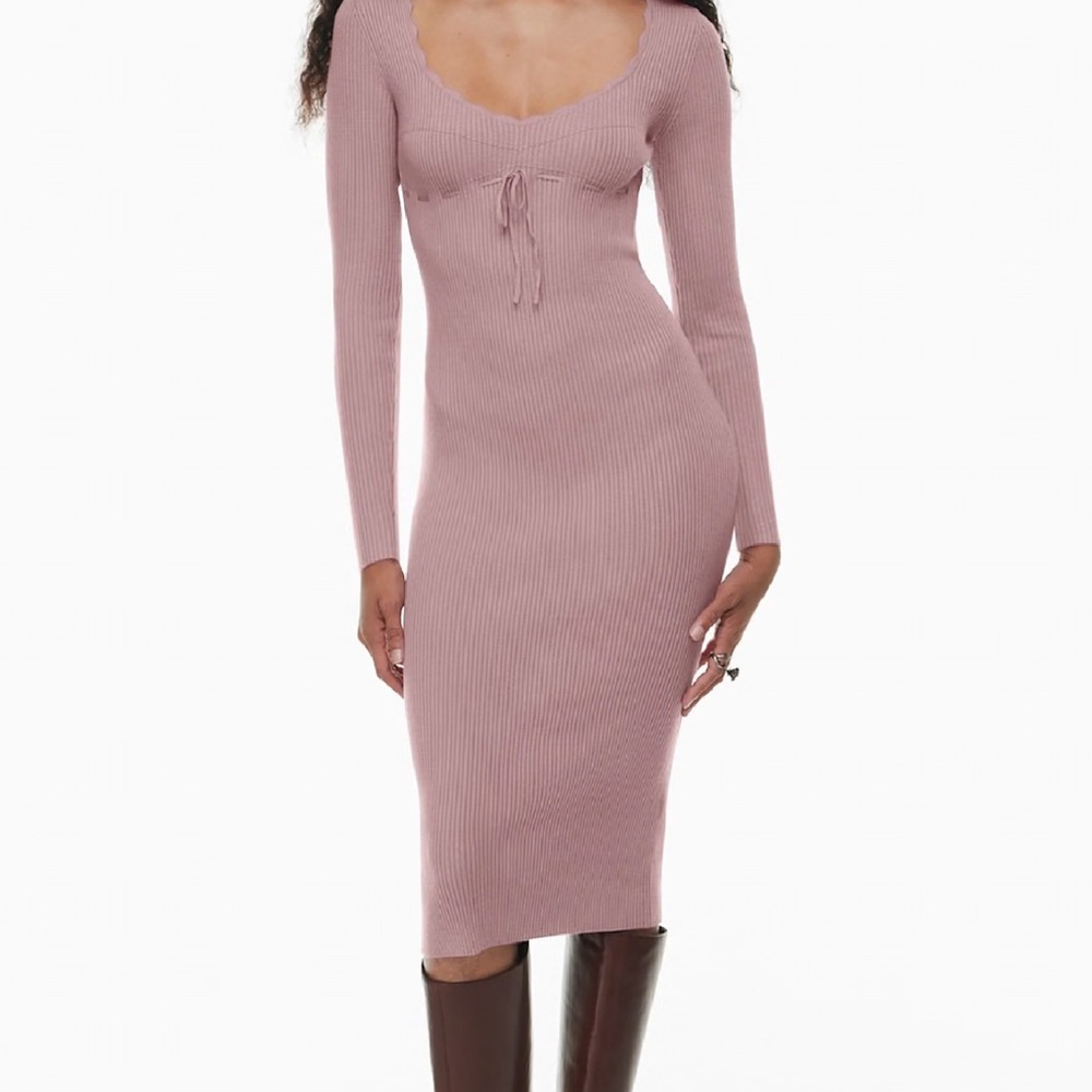 Aritzia soloist Ribbed Knit Dress in Mauve